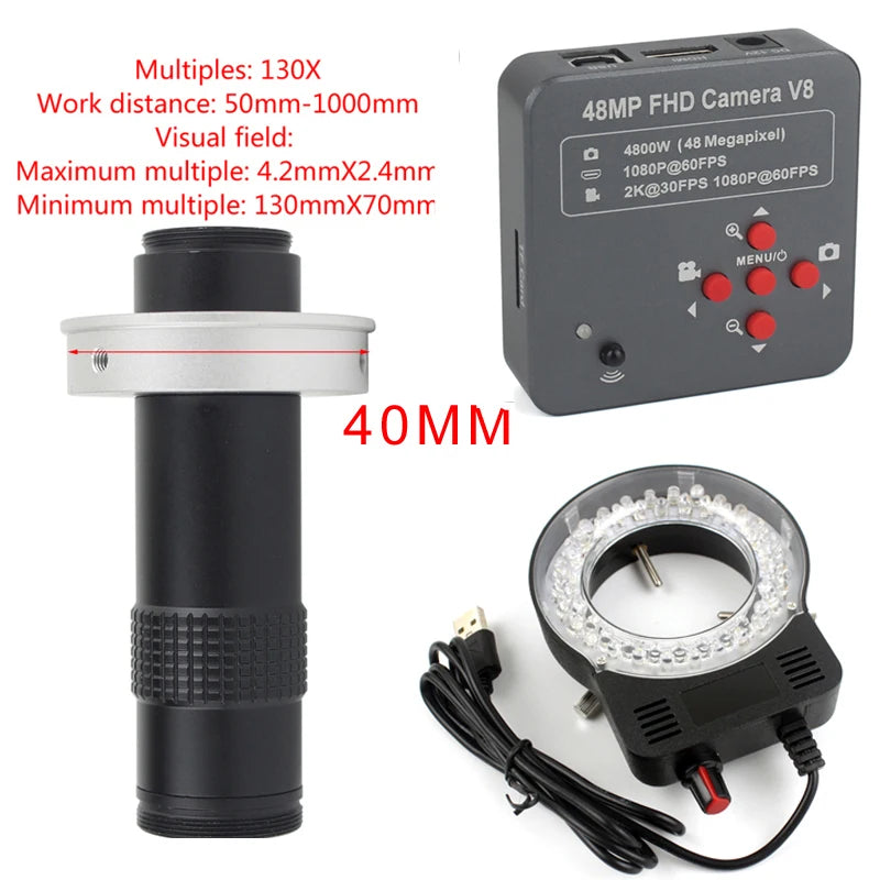 Custom CNC machining  1080P 60FPS 2K 4800W 48MP HDMI USB Industrial Electronic Digital Video Microscope Camera Magnifier For Phone PCB Repair