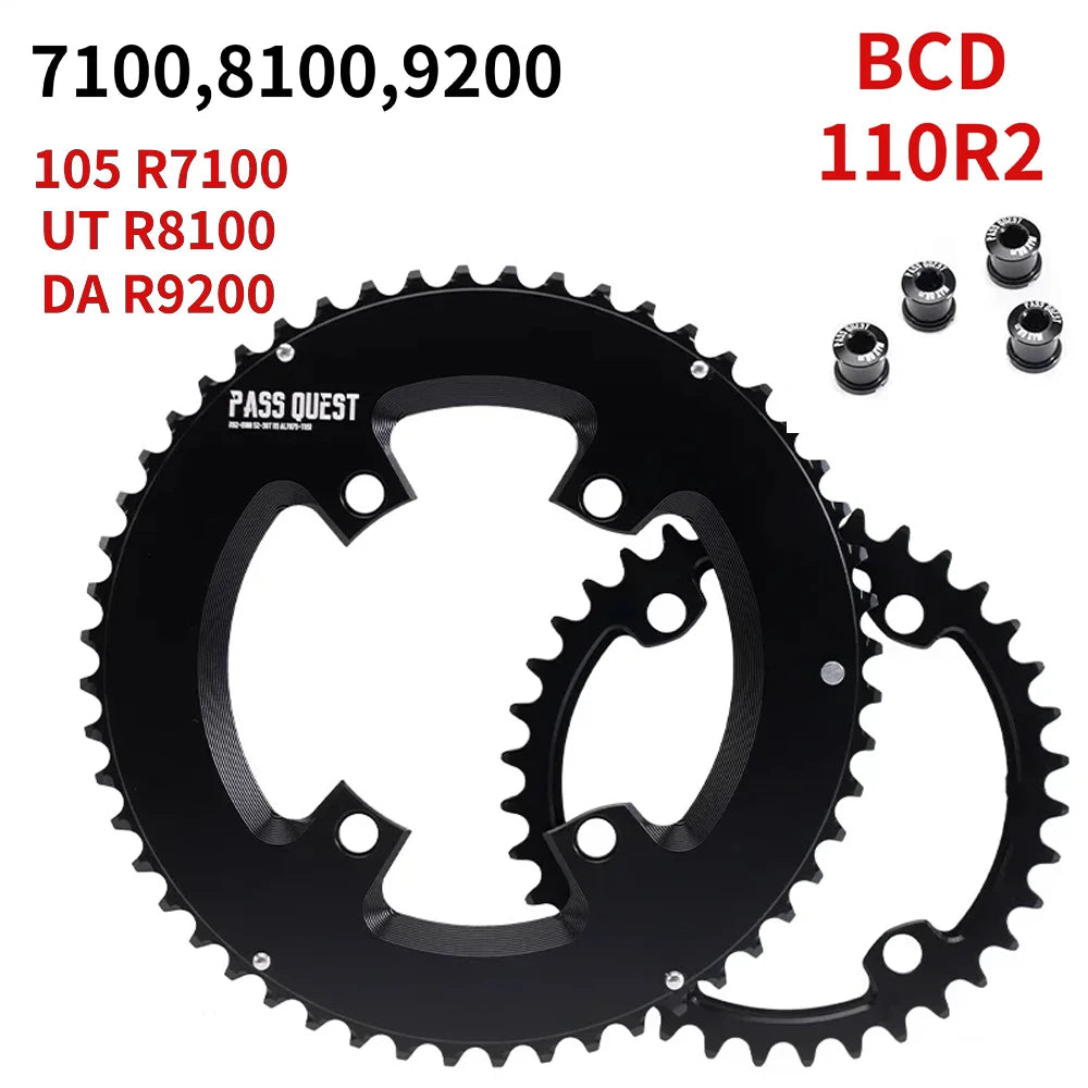 Custom CNC machining 110bcd Double Chainring for Shimano 105 R7100 UT R8100 DA R9200 Road Bike Round 52 36T 53 39T 54 40T 50 34 48 35 46-33T 2X