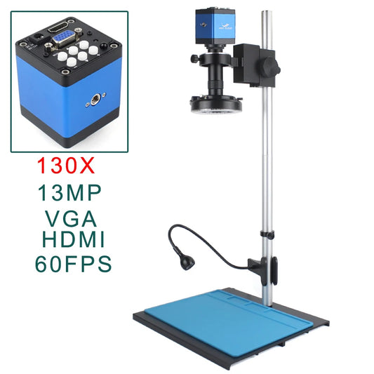 Custom CNC machining  13MP 1080P HDMI VGA Industrial Video Microscope Camera 1-130X Zoom C Mount Lens Remote Control For Digital Image Acquisition