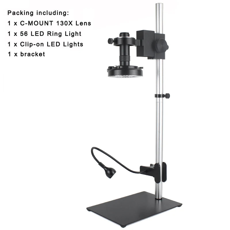 Custom CNC machining  13MP 1080P HDMI VGA Industrial Video Microscope Camera 1-130X Zoom C Mount Lens Remote Control For PCB Phone Repair Soldering