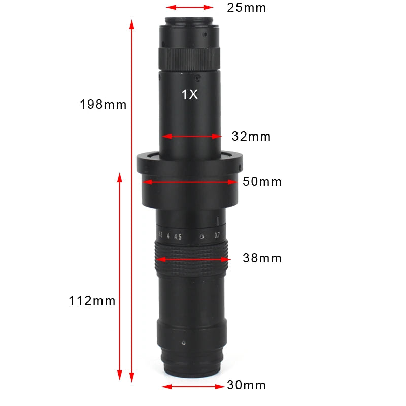 Custom CNC machining  2D 3D Freely Switch Industrial Stereo 180X 300X C Mount Zoom Lens Electron Microscope Lens For HDMI VGA Video Microscope Camera