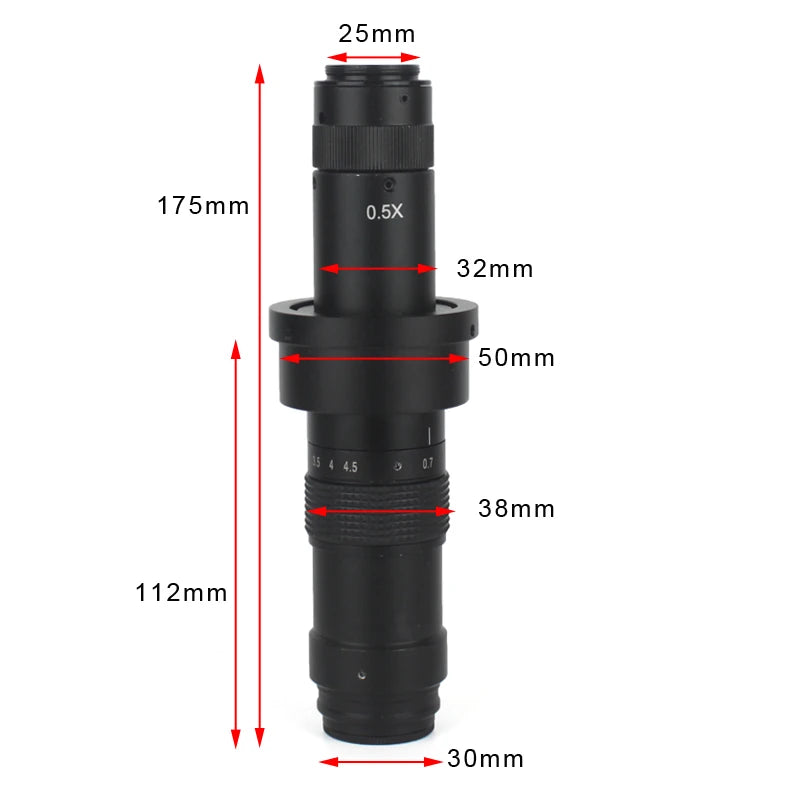 Custom CNC machining  2D 3D Freely Switch Industrial Stereo 180X 300X C Mount Zoom Lens Electron Microscope Lens For HDMI VGA Video Microscope Camera