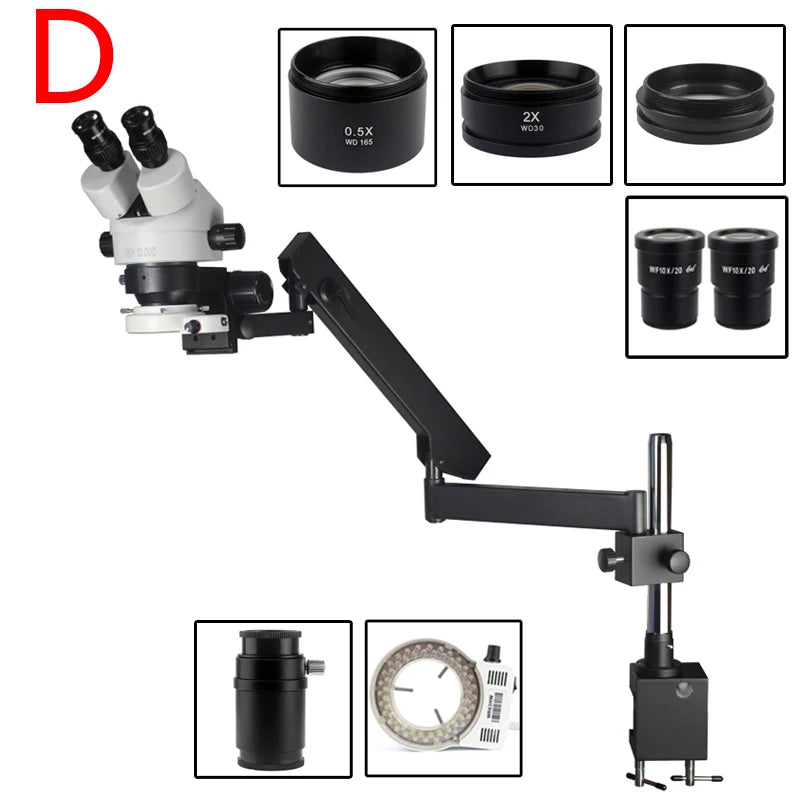 Custom CNC machining  3.5X-90X 7X-45X Articulating Arm Clamp Simul-Focal Industrial Trinocular Stereo Microscope 38MP HDMI Digital Video Camera Set