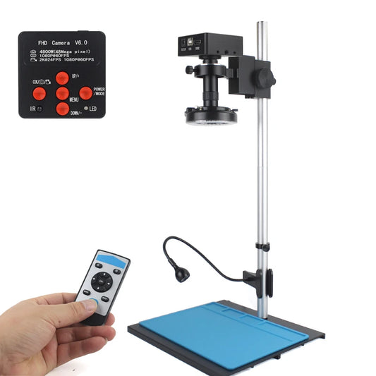 Custom CNC machining  48MP 2K 1080P HDMI USB Industrial Video Microscope Camera 1-130X Zoom C Mount Lens Remote Control For Digital Image Acquisition