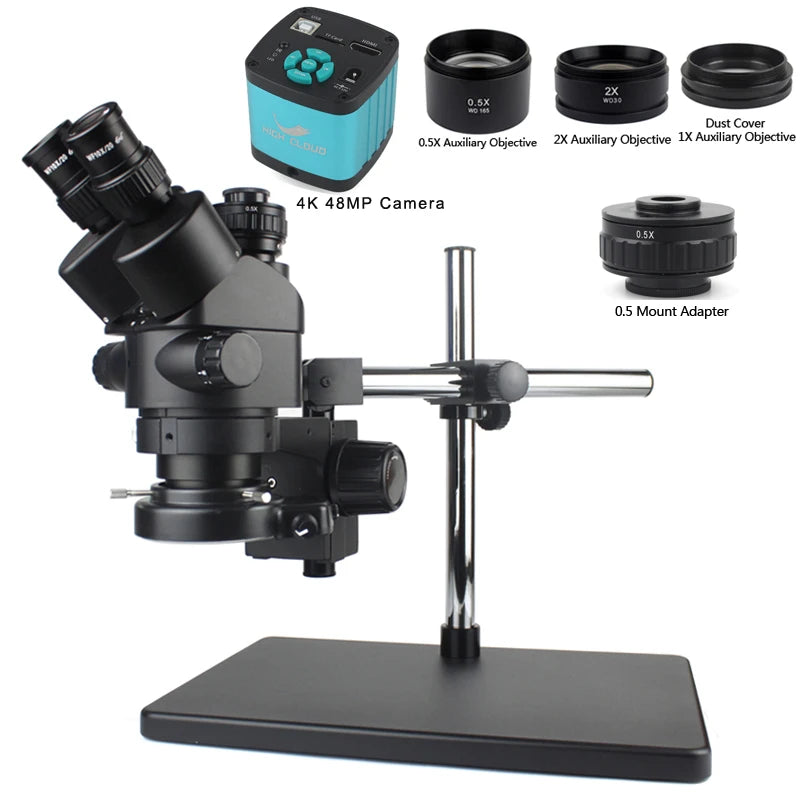 Custom CNC machining 48MP 4K 1080P HDMI USB Video Camera Simul-Focal 3.5X-90X Continuous Zoom Stereo Trinocular Microscope CTV Adapter Barlow Lens