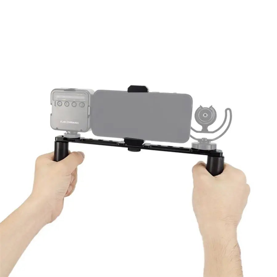 Custom Aluminum Alloy Dual Handheld Phone Gimbal Stabilizer Smartphone Universal with Dual Cold Shoe Mount Video Rig Hand Grip Case CNC Machining