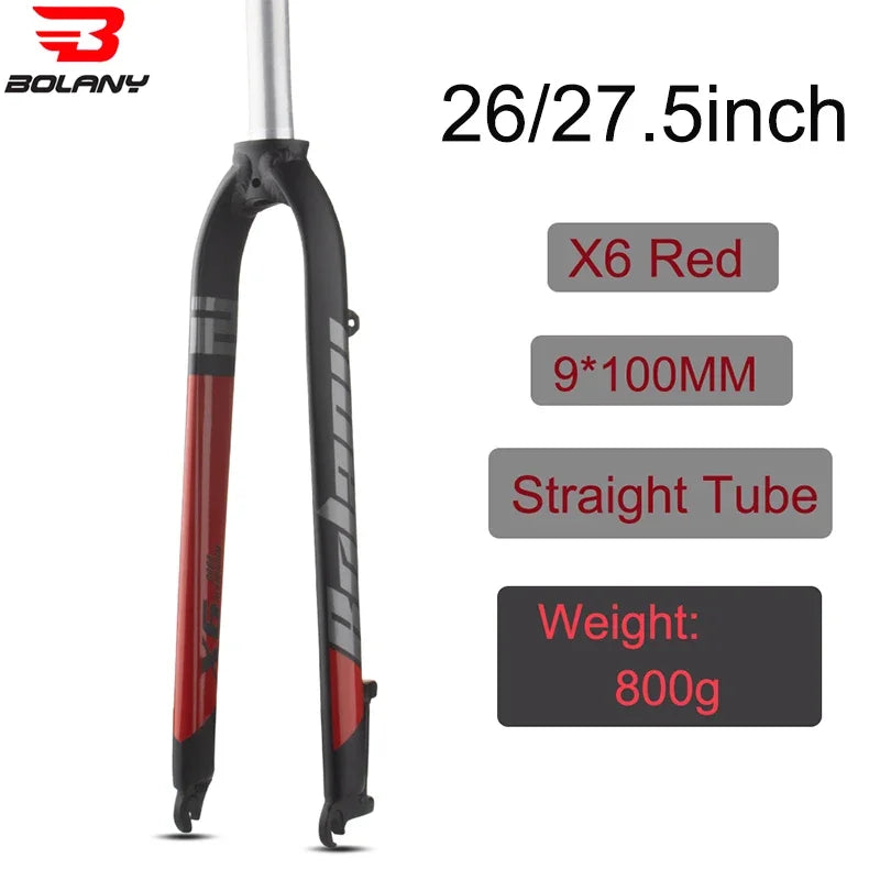 Custom CNC machining Bolany X6 Bike Rigid Fork 26/27.5/29inch Disc Brake Mountain Fork Straight Tube 28.6MM Matte Lightweight MTB Bicycle Fork