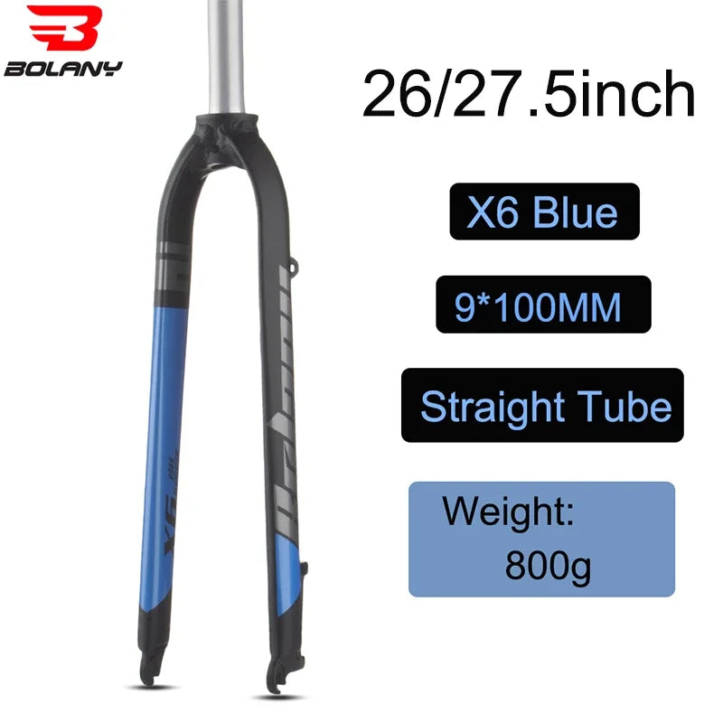 Custom CNC machining Bolany X6 Bike Rigid Fork 26/27.5/29inch Disc Brake Mountain Fork Straight Tube 28.6MM Matte Lightweight MTB Bicycle Fork