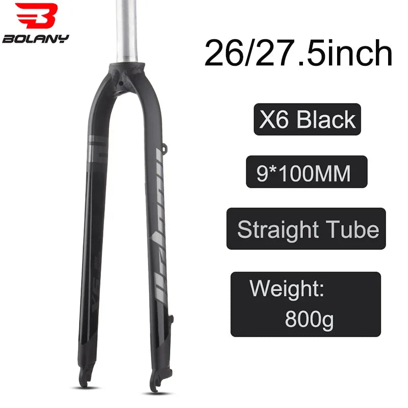 Custom CNC machining Bolany X6 Bike Rigid Fork 26/27.5/29inch Disc Brake Mountain Fork Straight Tube 28.6MM Matte Lightweight MTB Bicycle Fork