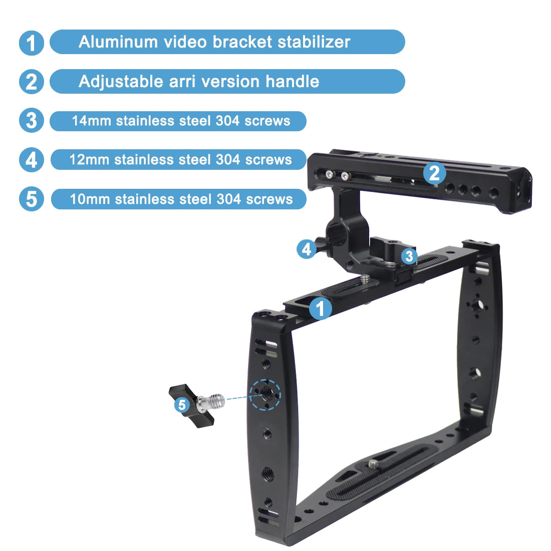 Custom CNC machining Handheld Camera Stabilizer Tray Bracket Lights Tripod Holder Mount Underwater Diving Kit for GoPro Action Camera for Smartphone