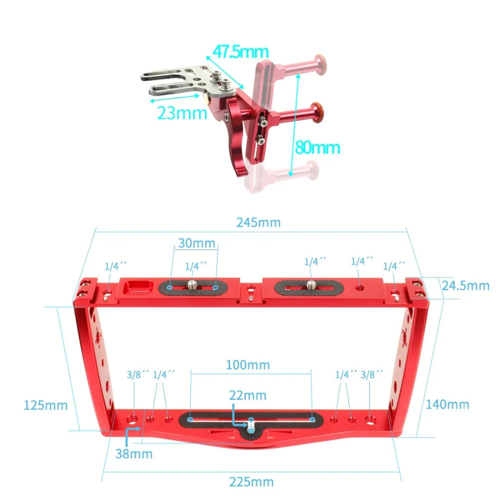 Custom CNC machining Handheld Camera Stabilizer Tray Bracket Lights Tripod Holder Mount Underwater Diving Kit for GoPro Action Camera for Smartphone