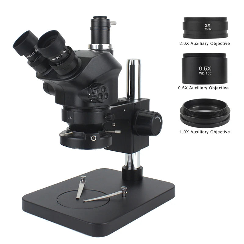 Custom CNC machining Industrial Lab Jewelry Electronic 7X 50X Simul Focal Stereo Trinocular Microscope for Jewelry Soldering Phone PCB CPU Repair