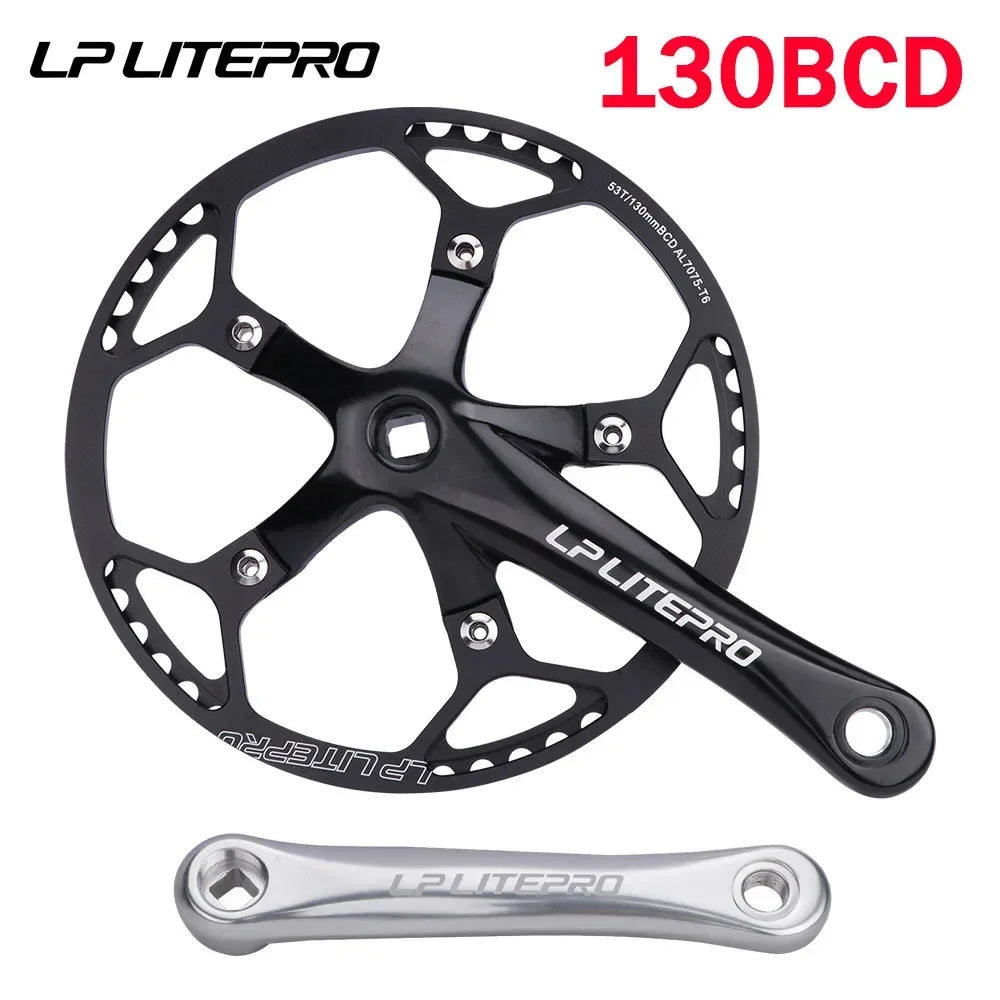 Custom CNC machining Litepro Square Connecting Rods Crankset 130 BCD Chainring 45T 47T 53T 56T 58T Bicycle Crank and Chainwheel for Gravel Road Bike