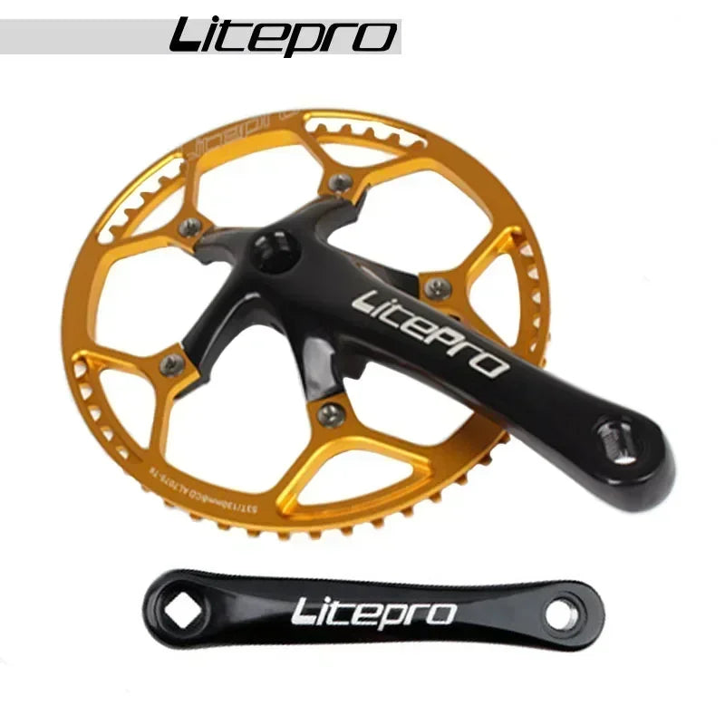 Custom CNC machining Litepro Square Connecting Rods Crankset 130 BCD Chainring 45T 47T 53T 56T 58T Bicycle Crank and Chainwheel for Gravel Road Bike