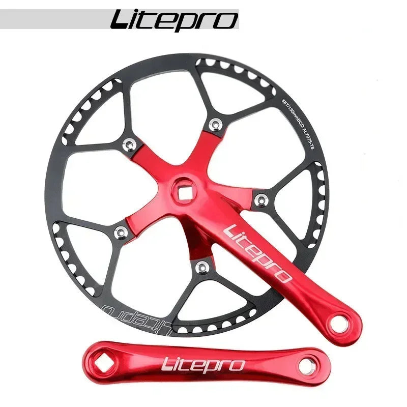 Custom CNC machining Litepro Square Connecting Rods Crankset 130 BCD Chainring 45T 47T 53T 56T 58T Bicycle Crank and Chainwheel for Gravel Road Bike