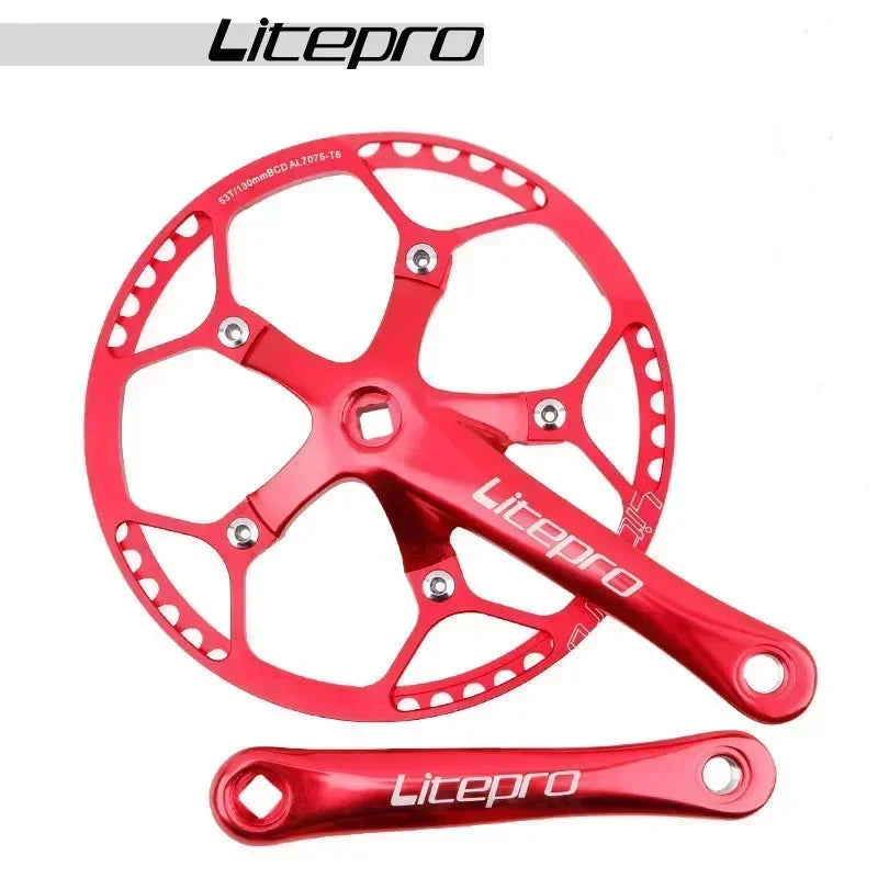 Custom CNC machining Litepro Square Connecting Rods Crankset 130 BCD Chainring 45T 47T 53T 56T 58T Bicycle Crank and Chainwheel for Gravel Road Bike