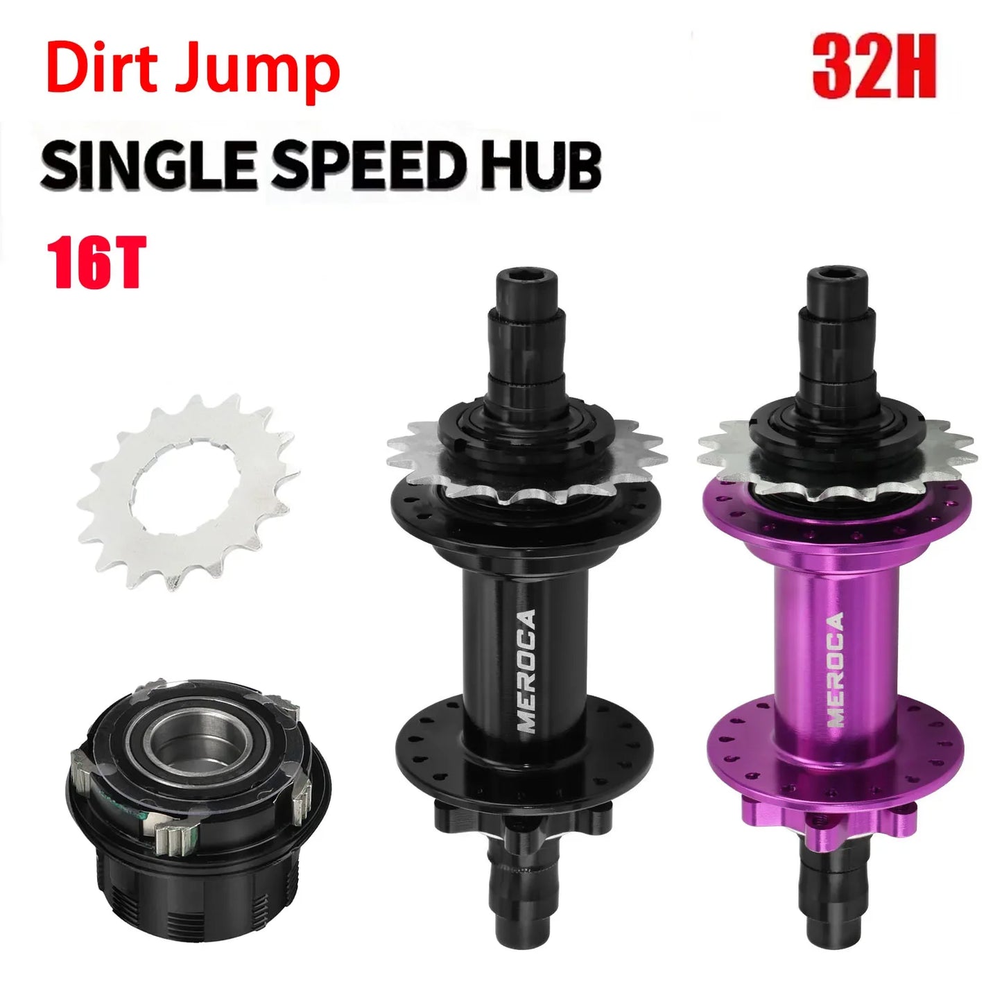 Custom CNC machining MEROCA single speed hub 32 holes mtb bicycle hubs noisy cubes Sealed bearing rear hub For DJ dirt jump MTB Mountain Bike