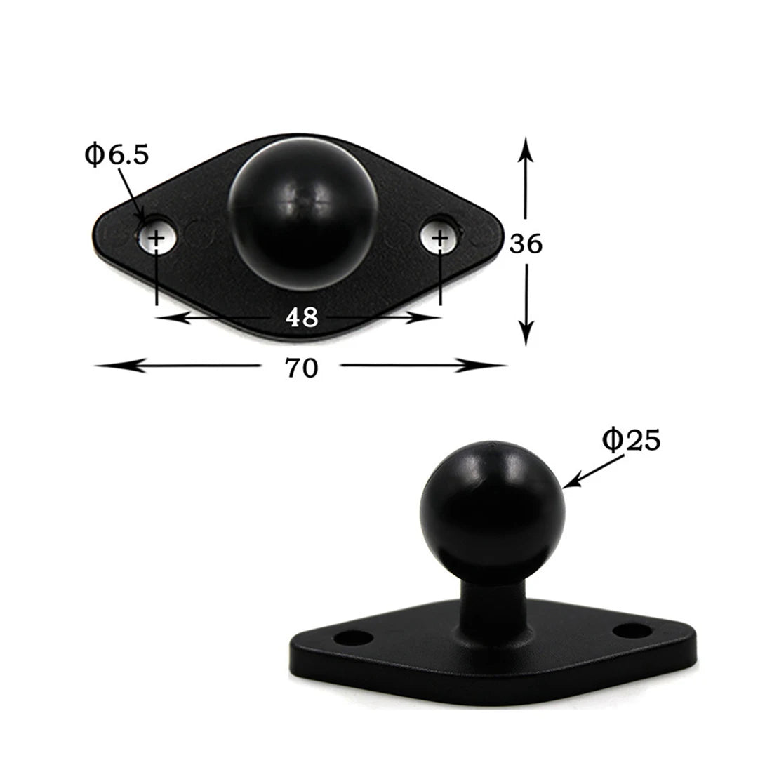 Custom CNC machining Motorcycle Round Square Mounting Base Aluminum Rubber 1 inch Tripod Ball Head for Gopro for Ram Mounts for Garmin DSLR Camera