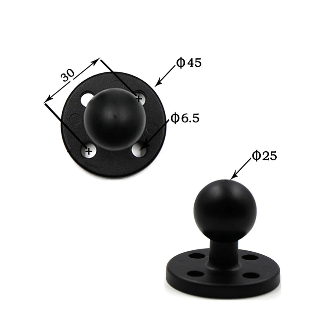 Custom CNC machining Motorcycle Round Square Mounting Base Aluminum Rubber 1 inch Tripod Ball Head for Gopro for Ram Mounts for Garmin DSLR Camera