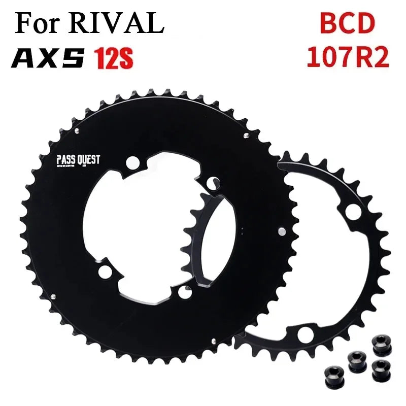 Custom CNC machining 107BCD DOUBLE Chainring MTB Road Bike 46-33T 48-35T 50-37T 52-39T 2X Chainwheel for Sram Rival AXS 12S