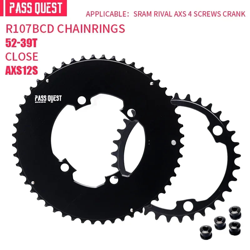 Custom CNC machining 107BCD DOUBLE Chainring MTB Road Bike 46-33T 48-35T 50-37T 52-39T 2X Chainwheel for Sram Rival AXS 12S