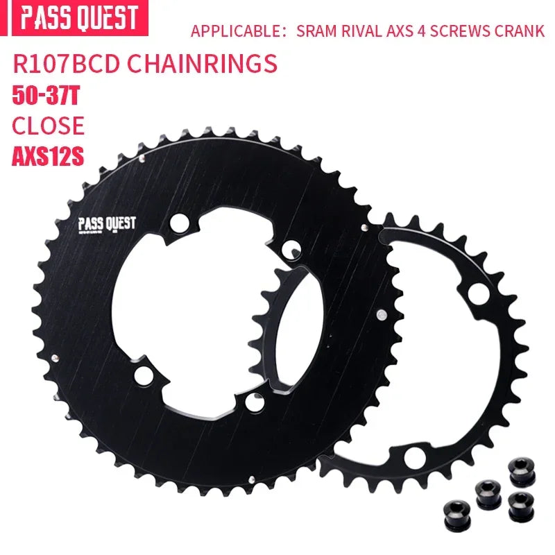 Custom CNC machining 107BCD DOUBLE Chainring MTB Road Bike 46-33T 48-35T 50-37T 52-39T 2X Chainwheel for Sram Rival AXS 12S