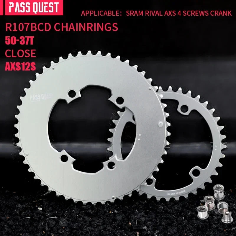 Custom CNC machining 107BCD DOUBLE Chainring MTB Road Bike 46-33T 48-35T 50-37T 52-39T 2X Chainwheel for Sram Rival AXS 12S