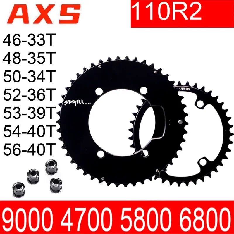 Custom CNC machining PASS QUEST 110bcd AXS Chainring for Shimano 105 5800,6800,DURA 9000,double Chainring 54 40 53 39 50 34 56 42 52 36 48 35 46 33T