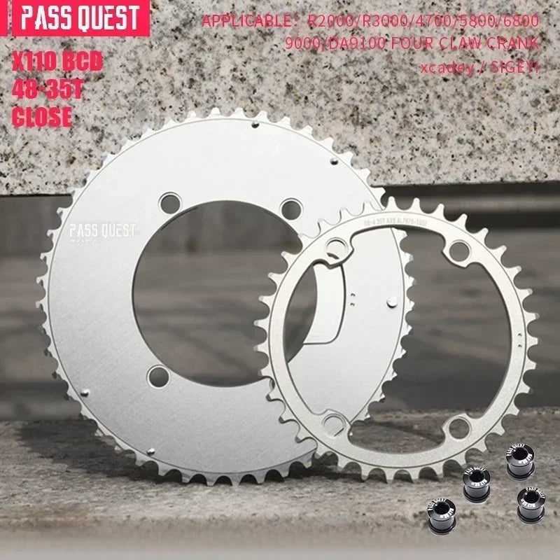 Custom CNC machining PASS QUEST 110bcd AXS Chainring for Shimano 105 5800,6800,DURA 9000,double Chainring 54 40 53 39 50 34 56 42 52 36 48 35 46 33T