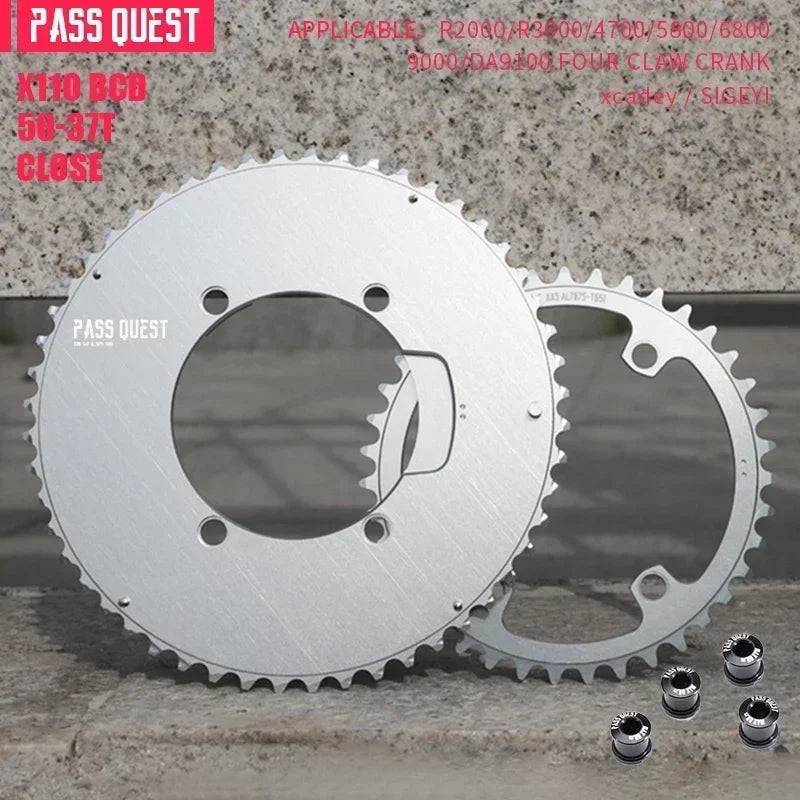 Custom CNC machining PASS QUEST 110bcd AXS Chainring for Shimano 105 5800,6800,DURA 9000,double Chainring 54 40 53 39 50 34 56 42 52 36 48 35 46 33T