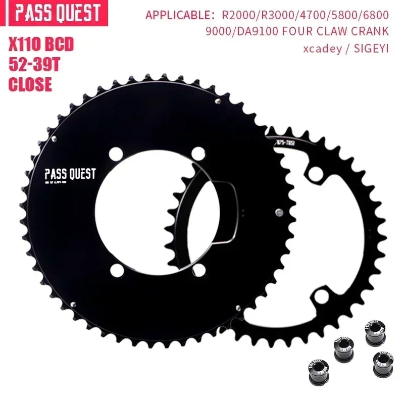 Custom CNC machining PASS QUEST 110bcd AXS Chainring for Shimano 105 5800,6800,DURA 9000,double Chainring 54 40 53 39 50 34 56 42 52 36 48 35 46 33T