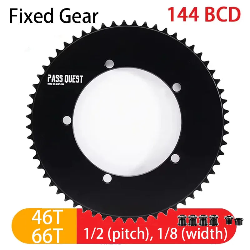 Custom CNC machining 144 bcd chainring fixed gear track fixie bike chain ring 46T 48T 50T 52t 54 58t 60t 61t Tooth mountain MTB Chainwheel