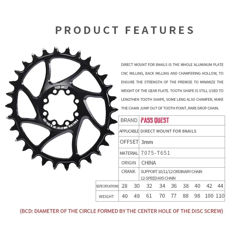 Custom CNC machining 3mm Offset 8Stud Oval Road Bike Chainring Narrow Wide  28-44T Chainring for Sram ETAP AXS 12s FORCE RED Crank