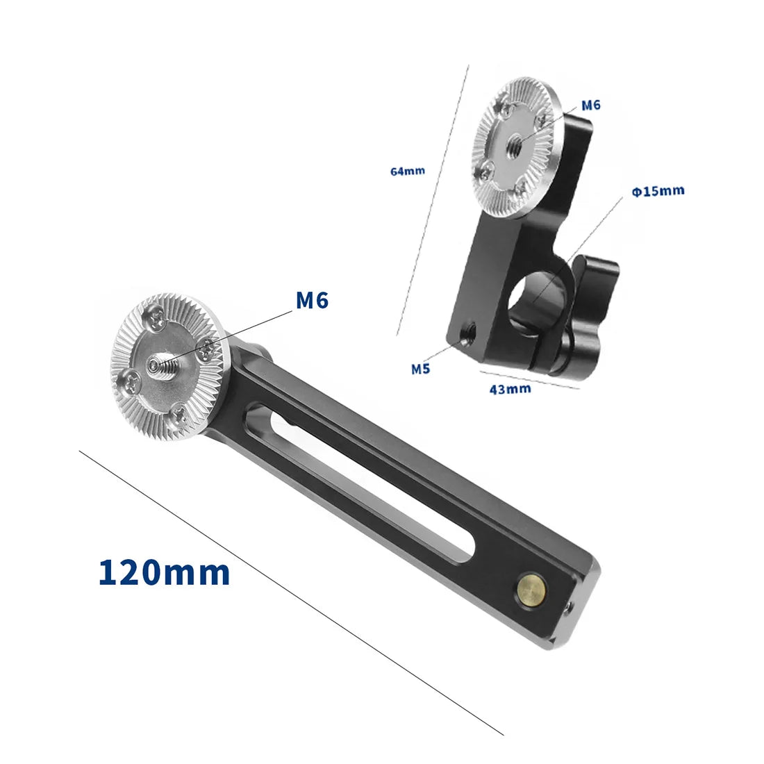 Custom Rosette ARRI M6 Female Male Thread Adapter with 15mm Rod Clamp Mount Bracket for DSLR Camera Cage Rig Rail Handle Camera Gimbal CNC Machining