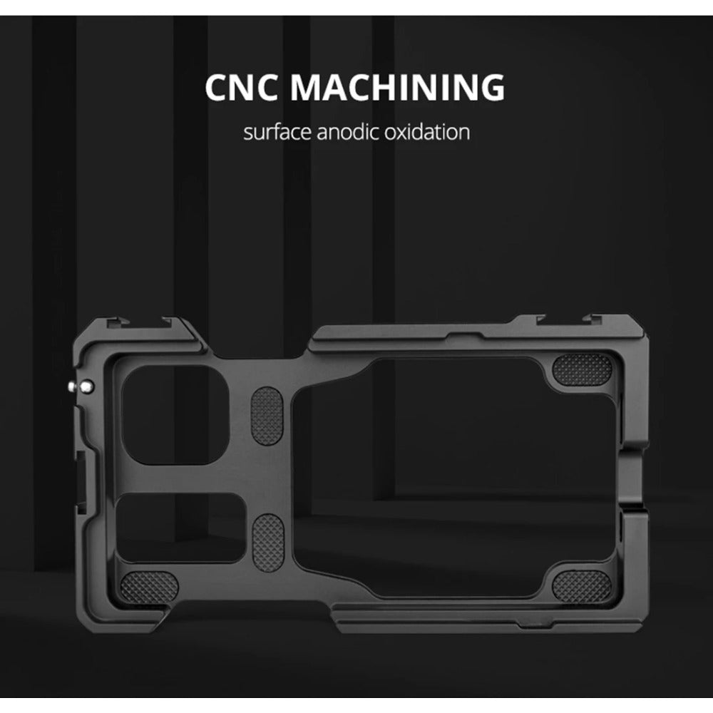 Custom CNC machining Video Phone Cage for iPhone 11 Pro Max Expansion Interface with Cold Shoe Mount 1/4 Screw Holes for Microphone LED Video Light