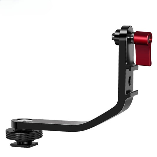 Custom L Shape Bracket Mic Stand Camera Handle Grip for 5" 5.5" 6" SLR Monitor Hot Shoe 1/4 Mount 360° Extended Flash Microphone Gimbal CNC Machining