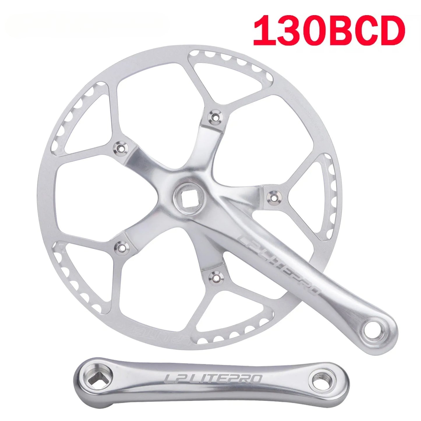 Custom CNC machining Litepro Square Connecting Rods Crankset 130 BCD Chainring 45T 47T 53T 56T 58T Bicycle Crank and Chainwheel for Gravel Road Bike